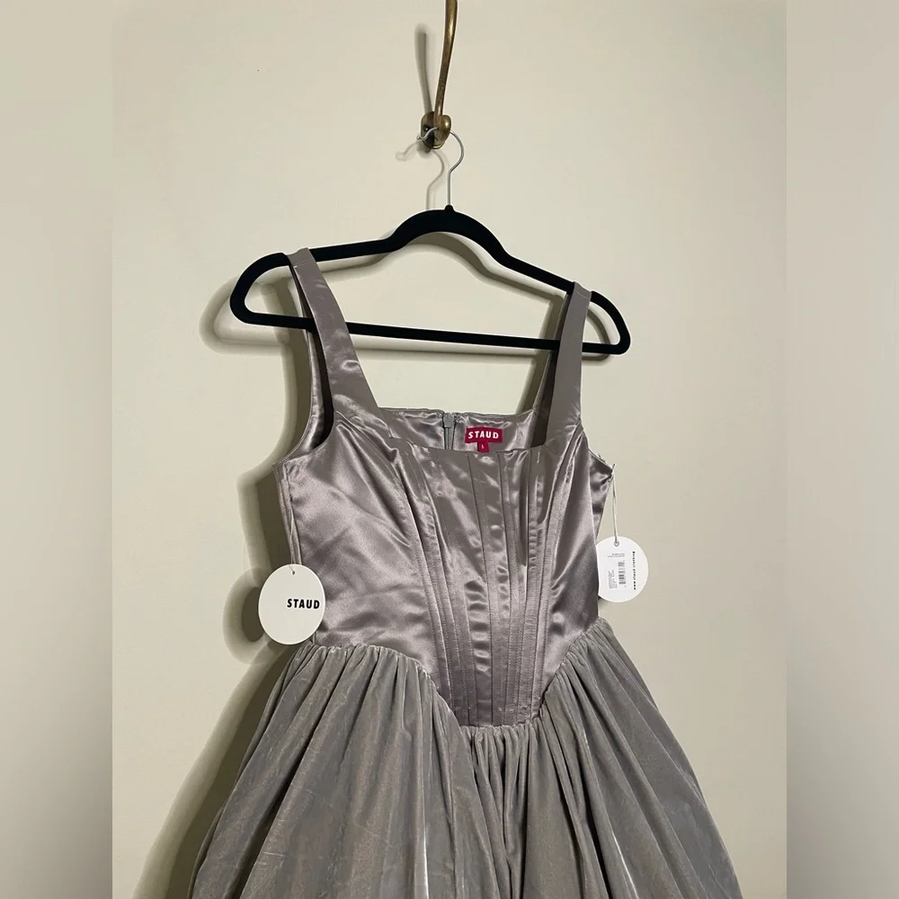 STAUD Landscape Silver Mini Dress in Silver - Picture 7 of 10